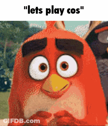 Red Angry Bird Says Lets Play Cos GIF