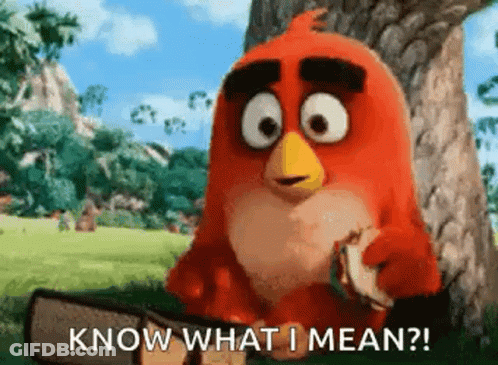 Red Angry Birds Holding Chainsaw Saying Know What I Mean GIF