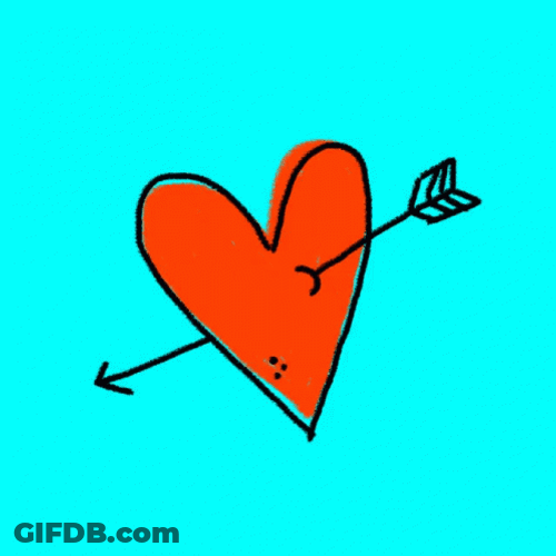 Red Animated Heart Attacked By Cupid Bows GIF