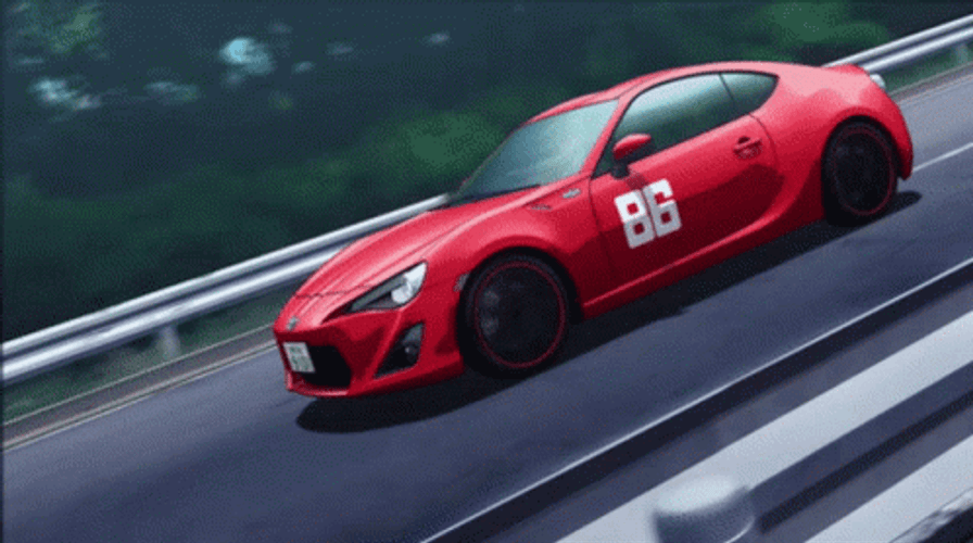 Red Anime Car Speed Up GIF