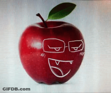 Red Apple With Glasses GIF