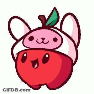 Red Apple With Pink Hat GIF