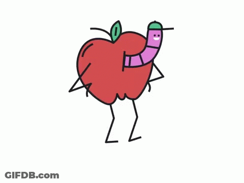 Red Apple With Worm GIF