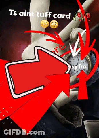 Red Arrow Pointing To Clock Saying Ts Aint Tuff Card GIF