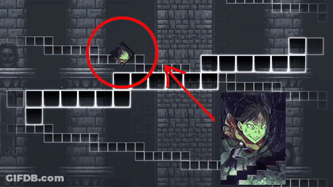 Red Arrow Pointing To Green Character In Video Game GIF
