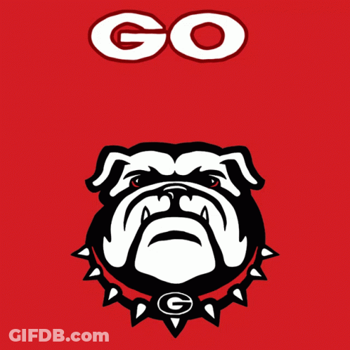 Red Background Bulldog Saying Go Dawgs GIF