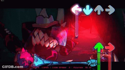 Red Background Cartoon Character Holding Knife GIF