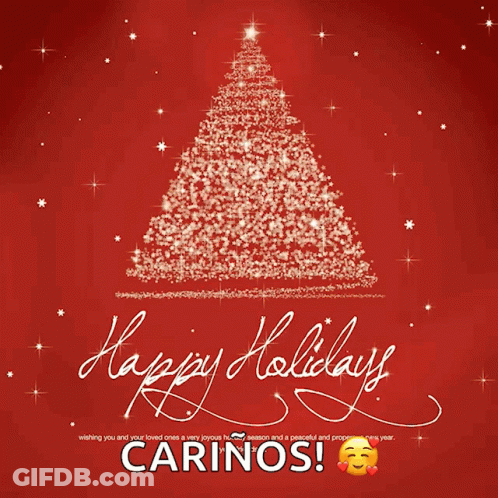 Red Background Christmas Tree Happy Holidays Carinos GIF