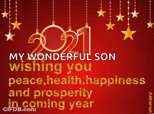 Red Background Gold Stars My Wonderful Son Wishing You Peace Health Happiness Prosperity GIF