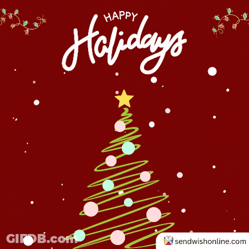 Red Background Happy Holidays Christmas Tree GIF