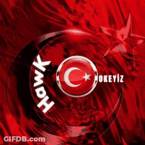 Red Background Hawk Logo Crescent Moon GIF