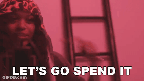 Red Background Let's Go Spend It GIF