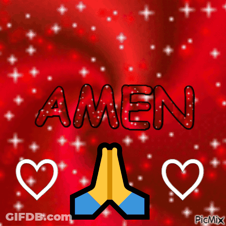 Red Background Saying Amen With Hearts GIF