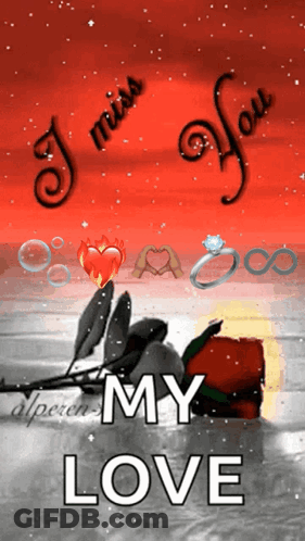Red Background Saying I Miss You GIF