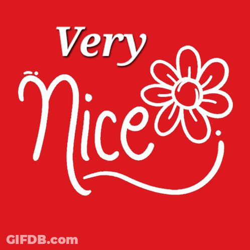 Red Background White Flower Saying Very Nice GIF