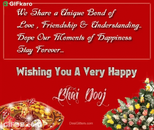 Red Background Wishing Happy Bhai Dooj GIF