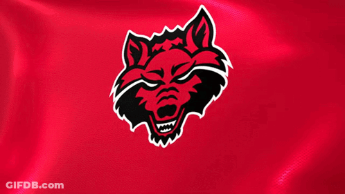 Red Background With Black And White Wolf Logo GIF