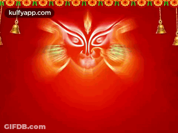 Red Background With Face And Bells GIF