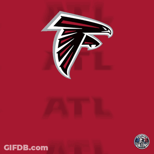 Red Background With Falcons Logo And Word Fumble GIF