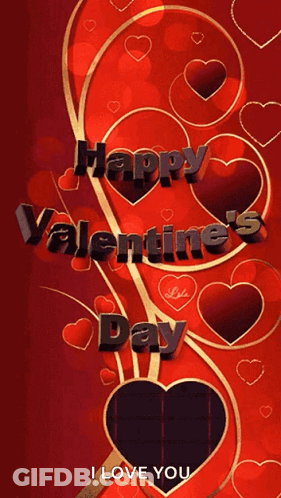 Red Background With Hearts Happy Valentine's Day GIF