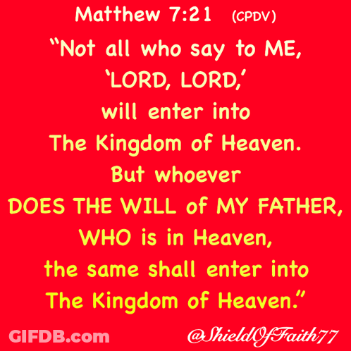 Red Background With Matthew 7:21 GIF
