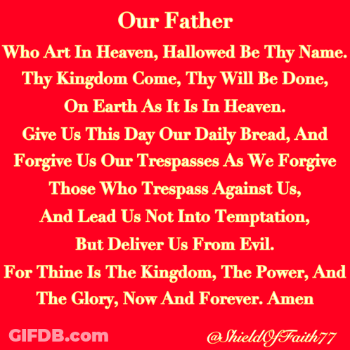 Red Background With Our Father Prayer GIF