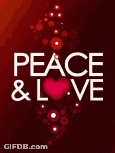 Red Background With Peace And Love GIF