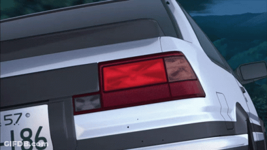 Red Backlight Anime Car Backing Up GIF