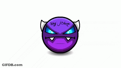 Red Ball With Green Horns And Jober Text GIF