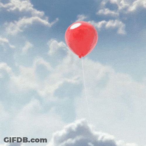 Red Balloon Flying In Heaven GIF