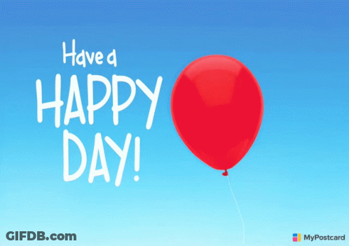 Red Balloon Saying Have A Happy Day GIF