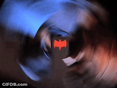 Red Bat Logo With Blue And Red Background GIF