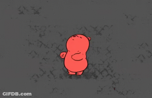 Red Bear Standing In Dark Room GIF