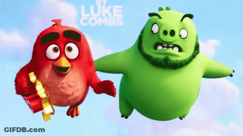 Red Bird And Green Pig From Angry Birds GIF