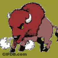 Red Bison Cartoon Drawing GIF