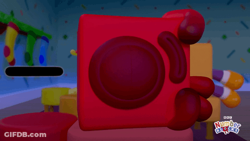 Red Block With White Circle And BBC Number Blocks GIF