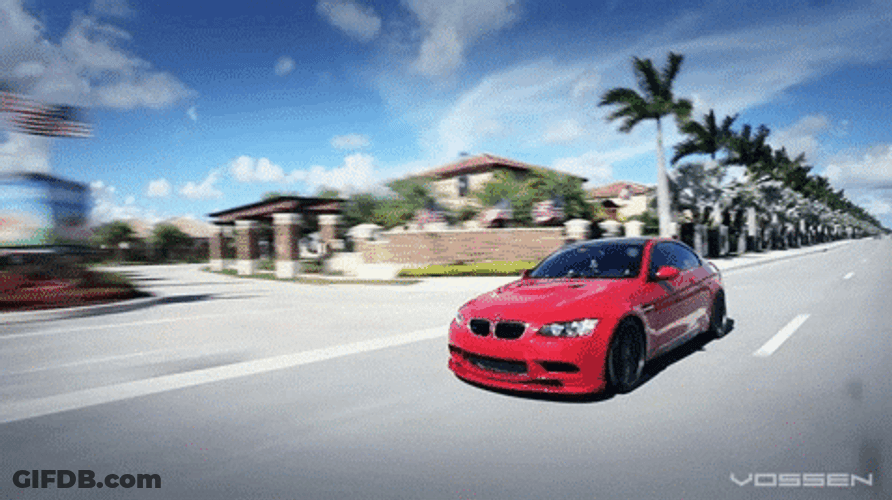 Red Bmw Car In Road GIF
