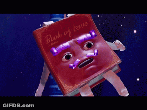 Red Book With Face Saying Book Of Love GIF