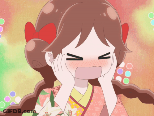 Red-Bow Girl Making Funny Face Eyes Closed GIF