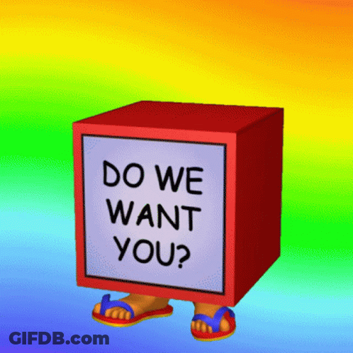 Red Box Saying Do We Want You GIF