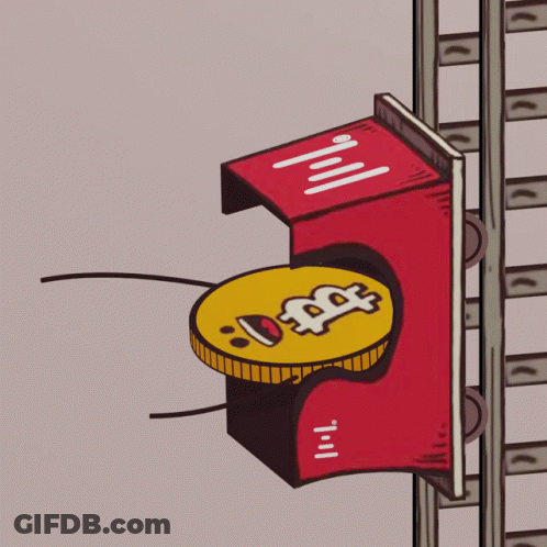 Red Box With Coin Saying Bitcoin GIF