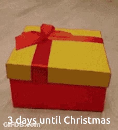 Red Box With Yellow Ribbon 3 Days Until Christmas GIF