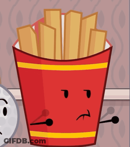 Red Bucket Of French Fries With Sad Face GIF