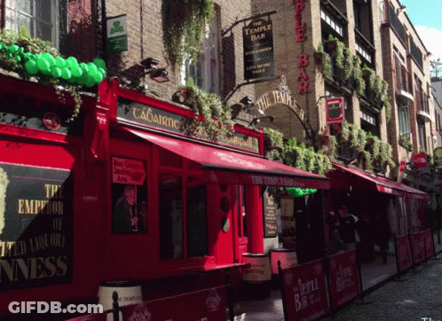 Red Building With Temple Bar GIF