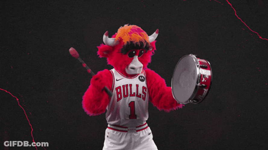 Red Bull Mascot Benny Hitting Drum GIF