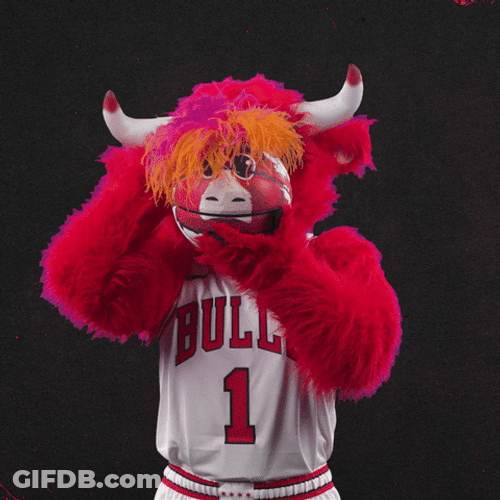 Red Bull Mascot Benny Holding Basketball GIF