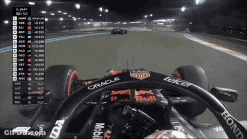 Red Bull Race Car Driving Down Track GIF