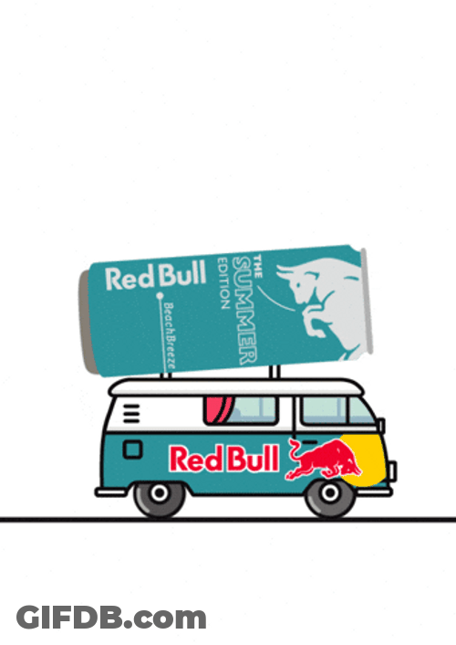 Red Bull Van Featuring Can On Roof GIF
