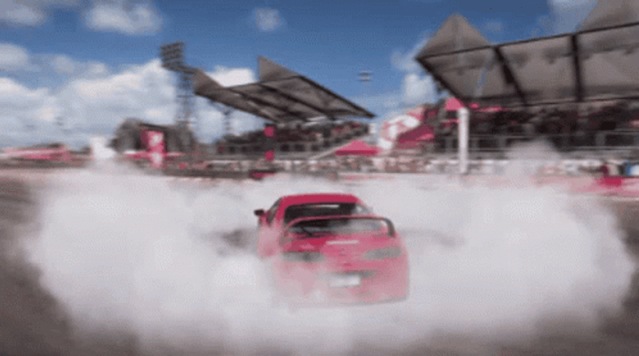 Red Car Crating Donuts Drift Cars GIF