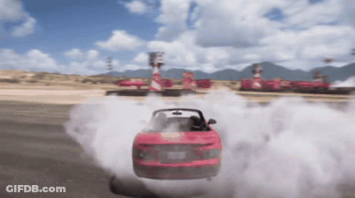 Red Car Drifting With Tire Smoke GIF